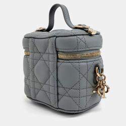 Pre Owned Dior Grey Leather Cannage Micro Vanity