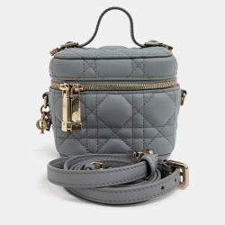 Pre Owned Dior Grey Leather Cannage Micro Vanity