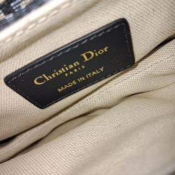 Pre Owned Dior Navy Blue Fabric Oblique Mini Saddle Strap Bag