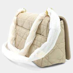 Pre Owned Dior Cream Leather Caro Bag Medium