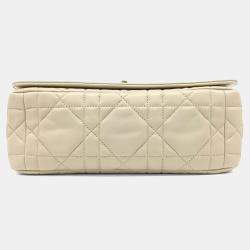 Pre Owned Dior Cream Leather Caro Bag Medium