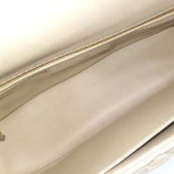 Pre Owned Dior Cream Leather Caro Bag Medium