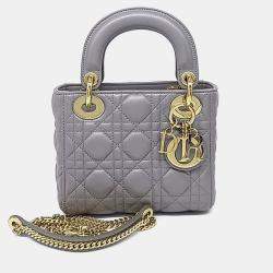 Pre Owned Dior Grey Leather Lady Bag Mini