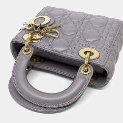 Pre Owned Dior Grey Leather Lady Bag Mini