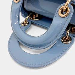 Pre Owned Dior Blue Leather Patent Micro Lady Bag