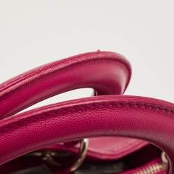 Pre Owned Dior Magenta Cannage Leather Granville Polochon Satchel