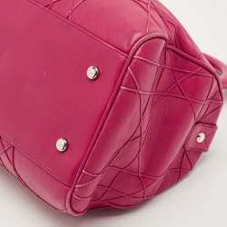 Pre Owned Dior Magenta Cannage Leather Granville Polochon Satchel