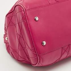 Pre Owned Dior Magenta Cannage Leather Granville Polochon Satchel