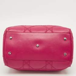 Pre Owned Dior Magenta Cannage Leather Granville Polochon Satchel