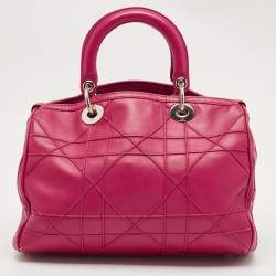 Pre Owned Dior Magenta Cannage Leather Granville Polochon Satchel