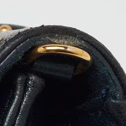 Pre Owned محفظة بسلسلة ديور ديوراما جلد أسود مرصعة