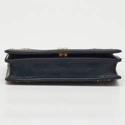 Pre Owned محفظة بسلسلة ديور ديوراما جلد أسود مرصعة