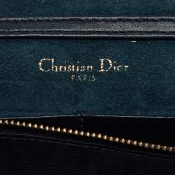 Pre Owned محفظة بسلسلة ديور ديوراما جلد أسود مرصعة