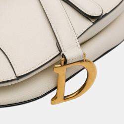 Pre Owned Dior White Mini Grained Calfskin Saddle Bag