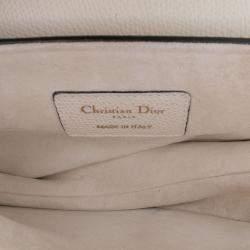 Pre Owned Dior White Mini Grained Calfskin Saddle Bag