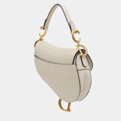 Pre Owned Dior White Mini Grained Calfskin Saddle Bag
