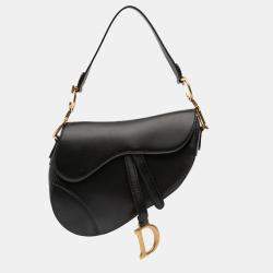 Pre Owned Dior Black Smooth Calfskin Saddle Bag