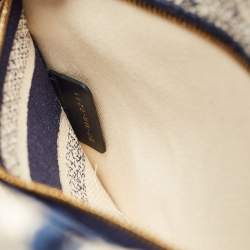 Pre Owned Dior Navy Blue/White Embroidered Canvas Medium Toile de Jouy Lady D-Lite Tote