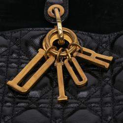 Pre Owned Dior Black Large Crinkled Patent Cannage Lady Dior