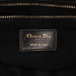 Pre Owned Dior Black Large Crinkled Patent Cannage Lady Dior