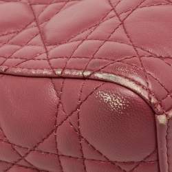 Pre Owned Dior Rose Pink Cannage Leather Medium Lady Dior Tote