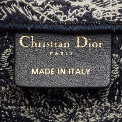 مملوكة مسبقًا Dior Navy Blue/Beige Toile De Jouy Embroidered Canvas Medium Book Tote