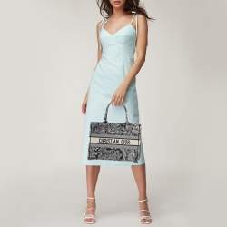 مملوكة مسبقًا Dior Navy Blue/Beige Toile De Jouy Embroidered Canvas Medium Book Tote