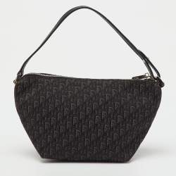 Pre Owned Dior Black Oblique Canvas and Leather Vintage Baguette Bag