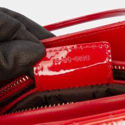 Pre Owned Dior Red Medium Patent Cannage Lady Dior