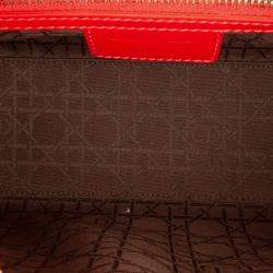 Pre Owned Dior Red Medium Patent Cannage Lady Dior