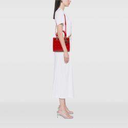 Pre Owned Dior Red Medium Patent Cannage Lady Dior