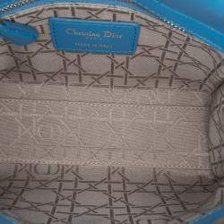 Pre Owned Dior Blue Mini Lambskin Cannage Lady Dior