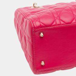 Pre Owned Dior Pink Medium Lambskin Cannage Lady Dior