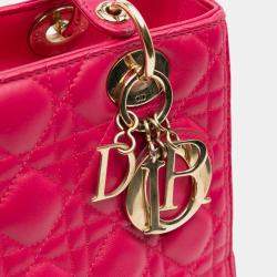 Pre Owned Dior Pink Medium Lambskin Cannage Lady Dior