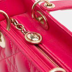 Pre Owned Dior Pink Medium Lambskin Cannage Lady Dior