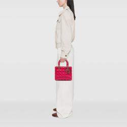 Pre Owned Dior Pink Medium Lambskin Cannage Lady Dior