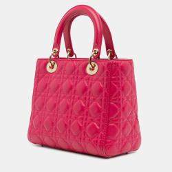 Pre Owned Dior Pink Medium Lambskin Cannage Lady Dior