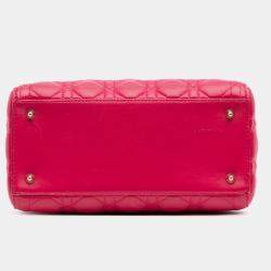 Pre Owned Dior Pink Medium Lambskin Cannage Lady Dior