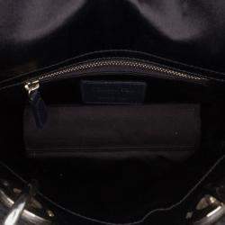 Pre Owned Dior Black Mini Satin Cannage Strass Crystal Embellished Lady Dior