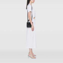 Pre Owned Dior Black Mini Satin Cannage Strass Crystal Embellished Lady Dior