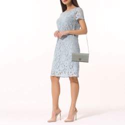 مملوكة مسبقًا Dior Grey Leather Diorama Wallet on Chain