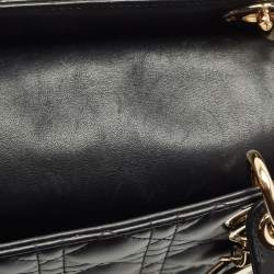 Pre Owned Dior Black Cannage Leather Medium Lady Dior Tote