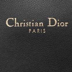Pre Owned Dior Black Leather Petites Fleurs Embroidered Caro Glycine Wallet