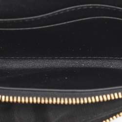 Pre Owned Dior Black Leather Petites Fleurs Embroidered Caro Glycine Wallet