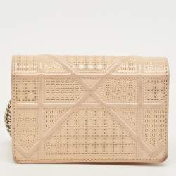 Pre Owned Dior BeigePatent Leather Baby Diorama Crossbody Bag