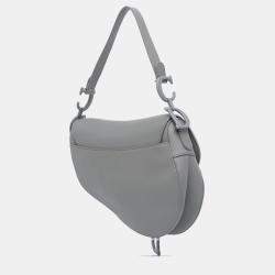 Pre Owned Dior Grey Ultra Matte Calfskin Saddle Bag