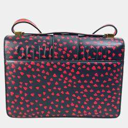 Pre Owned Christian Dior Heart 30 Montaigne Logo Shoulder Bag In Black Leather