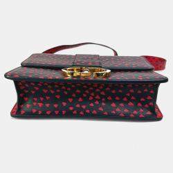 Pre Owned Christian Dior Heart 30 Montaigne Logo Shoulder Bag In Black Leather