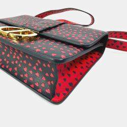 Pre Owned Christian Dior Heart 30 Montaigne Logo Shoulder Bag In Black Leather