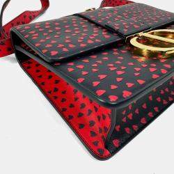 Pre Owned Christian Dior Heart 30 Montaigne Logo Shoulder Bag In Black Leather